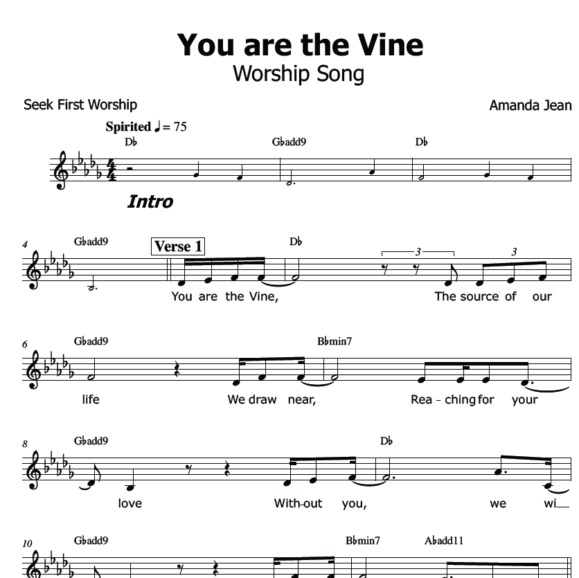 You are the Vine - Lead sheet