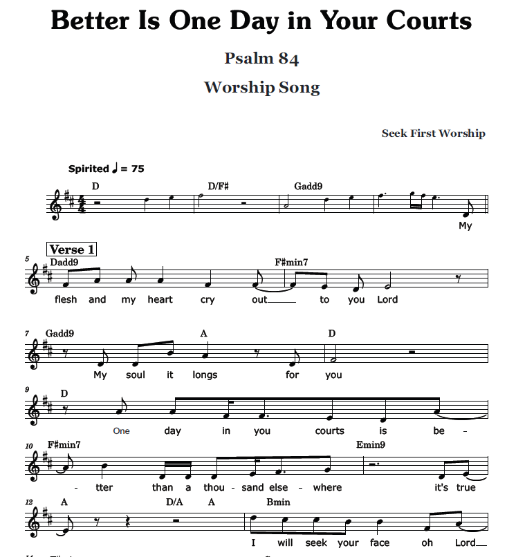 Better is One Day - Lead Sheet